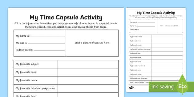 My Time Capsule Worksheet / Worksheet (Lehrer gemacht)