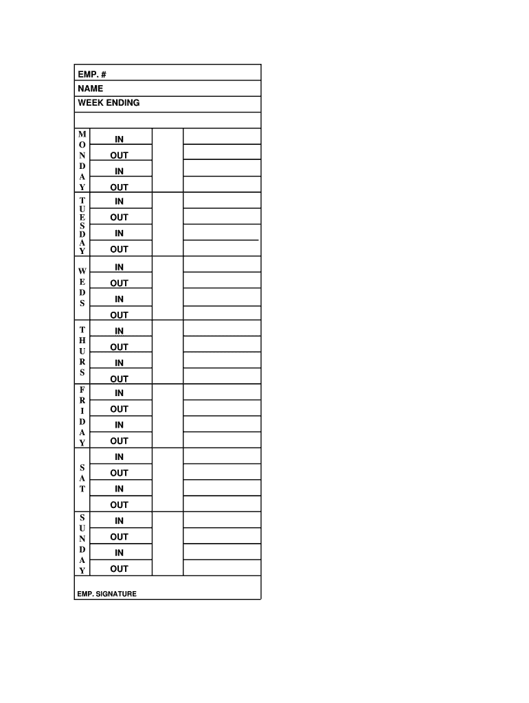Printable Time Cards - Fill Online, Printable, Fillable, Blank ...