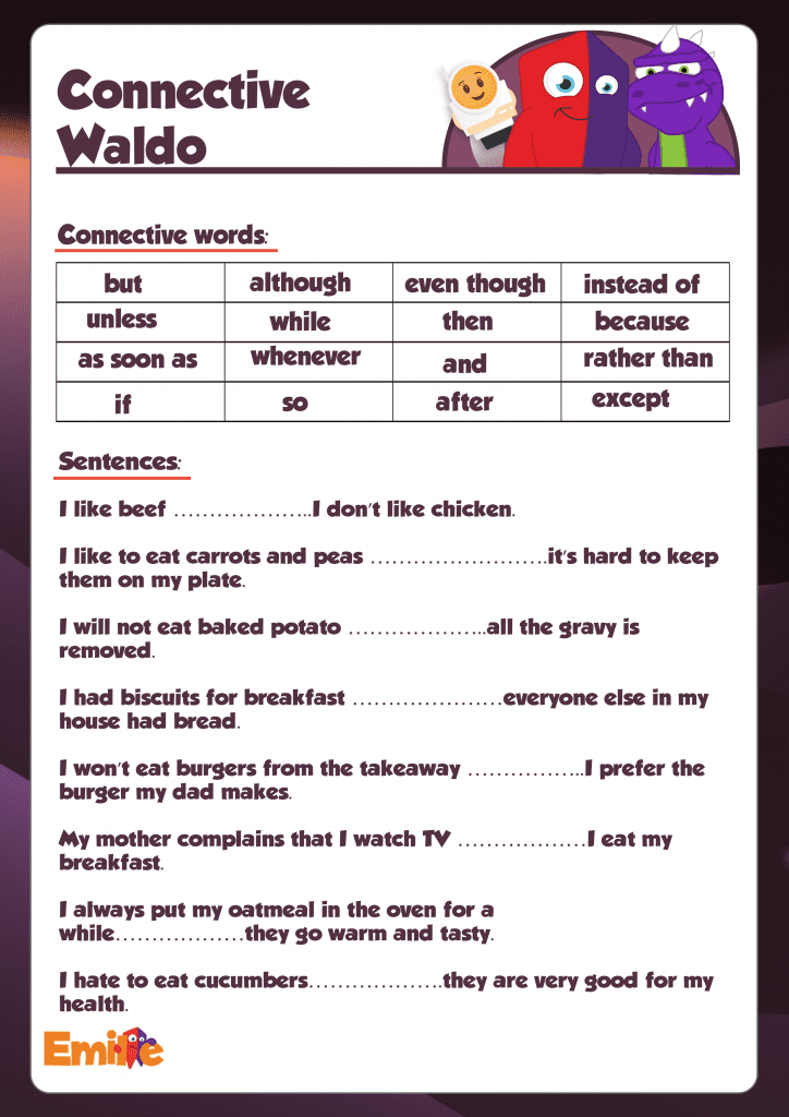 Teaching Connectives: 5 Activities and worksheets for the classroom.