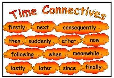 time connectives worksheet for grade