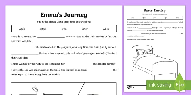 Cloze Activity ESL Time Conjunctions |  Resources