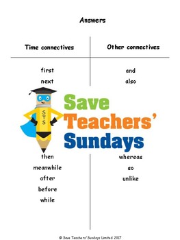 Time Connectives Worksheet / Activity (2 levels of difficulty) worksheets library