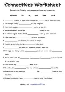 Connectives Worksheet Worksheet for 5th - 8th Grade | Lesson Planet
