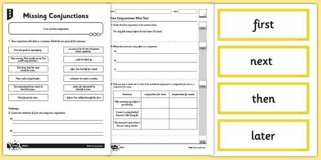 time connectives worksheet ks2
