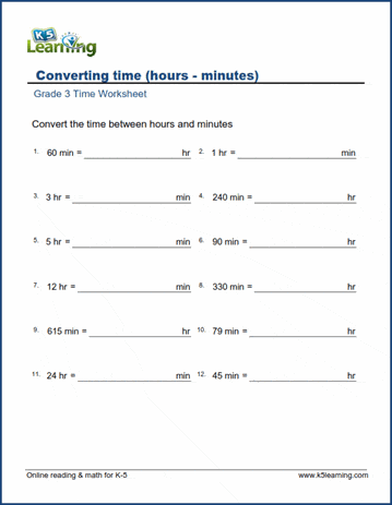 Grade 3 Time Worksheet: Converting units of time | Worsheets library