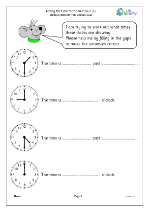 Time Worksheets for Year 2 (age 6-7) - URBrainy.com