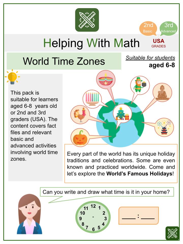 time difference worksheet year 2