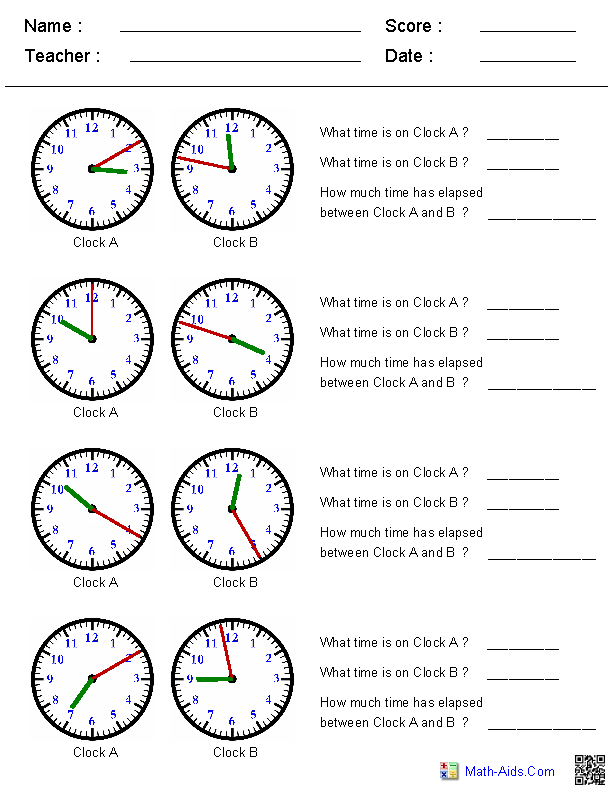 Time Worksheets | Time Worksheets for Learning to Tell Time