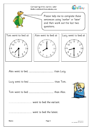 Time worksheets for Year 1 (age 5-6) - URBrainy.com
