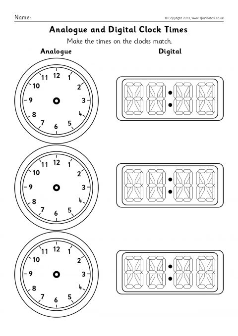 Blank Analogue and Digital Clock Times Worksheets (SB9593 ...