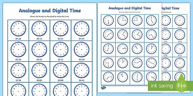 time digital worksheet ks1
