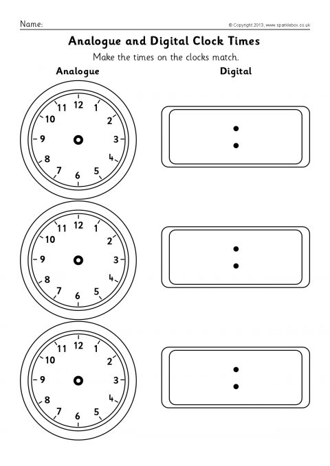 Blank Analogue and Digital Clock Times Worksheets (SB9593 ...