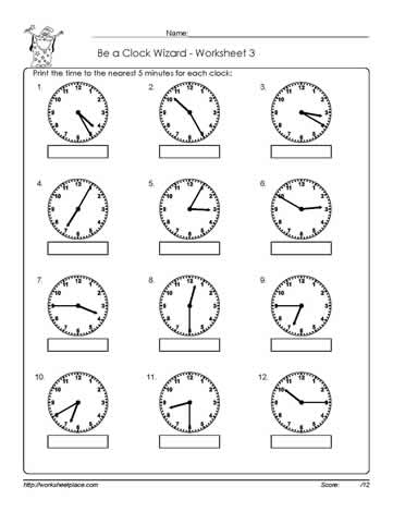 Telling-Time-To-5-Minutes-Worksheet-c Worksheets