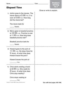 time elapsed worksheet 2nd