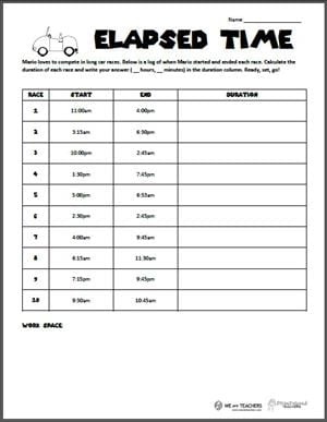 Free Printable: Elapsed Time Worksheet - We Are Teachers