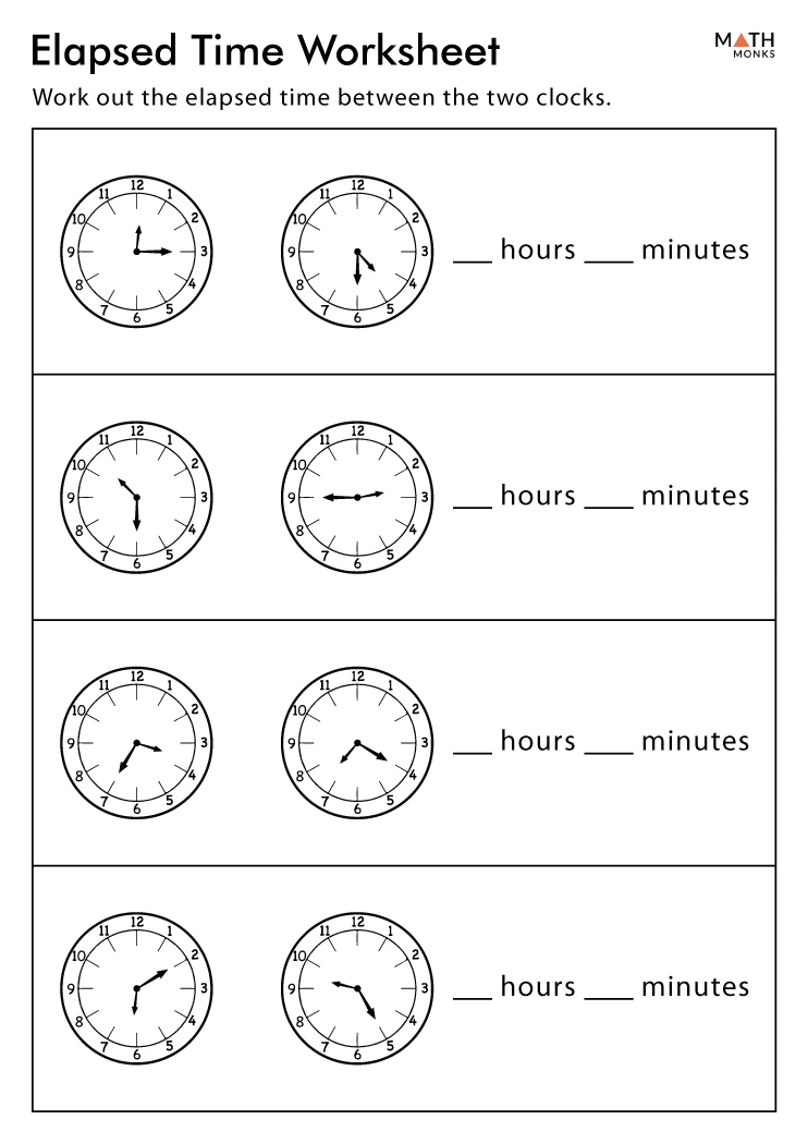 Elapsed Time Worksheets - Math Monks