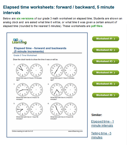 State Standard Assessments Mathematics Elapsed Time Worksheets