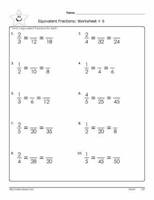 6th Grade Math Fraction Worksheets With Answers