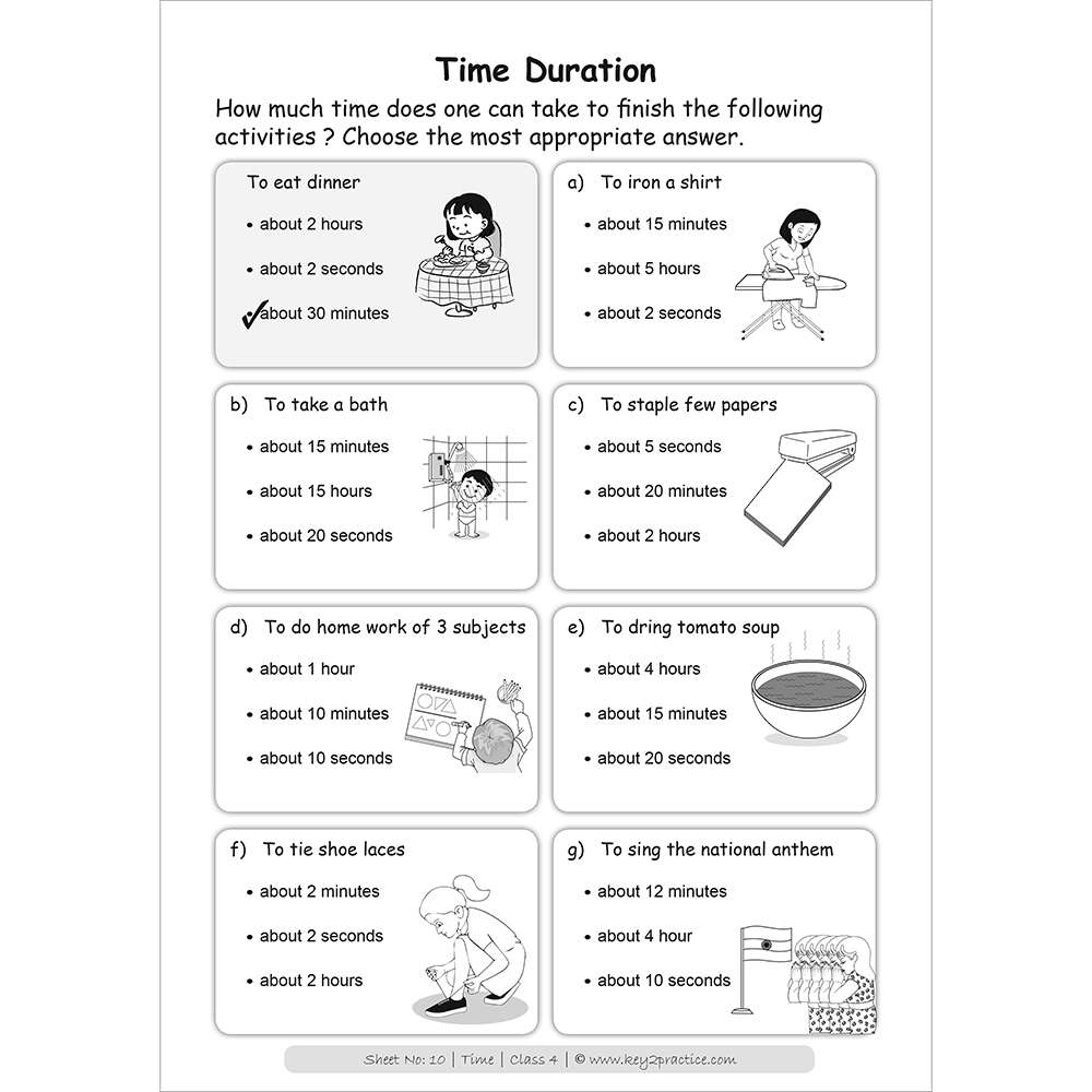 time for 4th grade worksheet