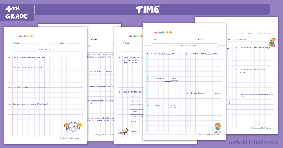 Boosting Time-telling Skills: Grade 4 Worksheets to Download and Print