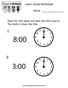 time hour worksheet kindergarten