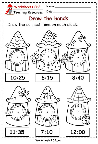 time hour worksheet kindergarten