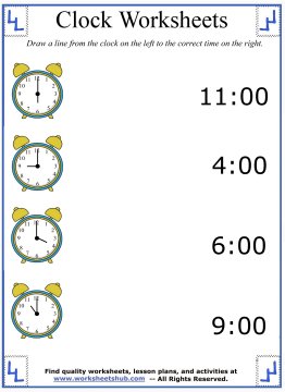 time hour worksheet kindergarten