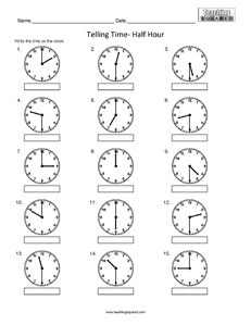Telling Time- Half Hour - Teaching Squared