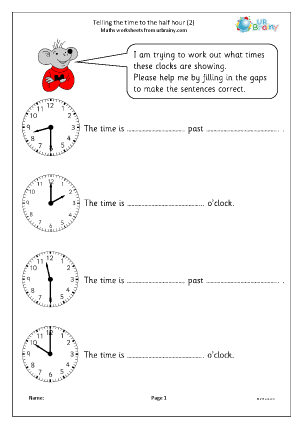 Time Worksheets for Year 2 (age 6-7) - URBrainy.com
