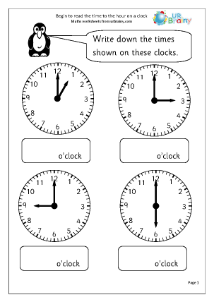 Time Worksheets from URBrainy - URBrainy.com