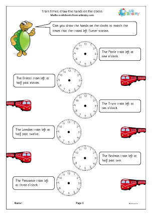 Time worksheets for Year 1 (age 5-6) - URBrainy.com