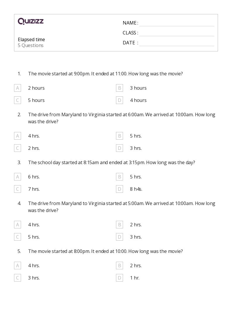 50+ Elapsed Time worksheets for 8th Class on Quizizz | Free ...