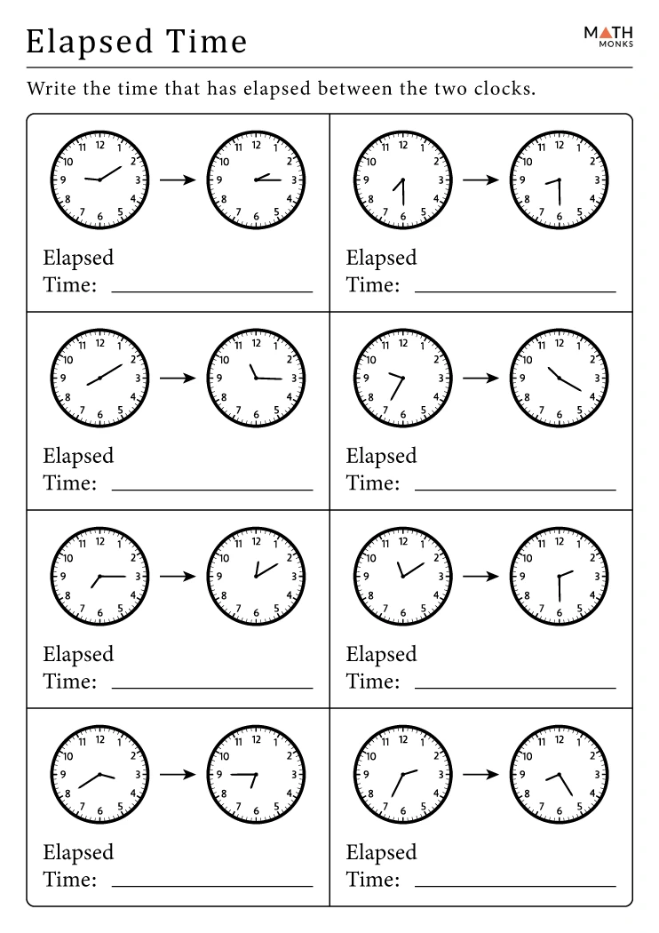 Elapsed Time Worksheets - Math Monks