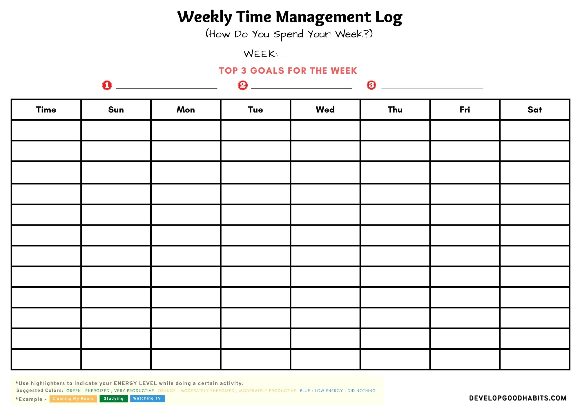 11 Free Time Management Worksheet for Students &  Adults