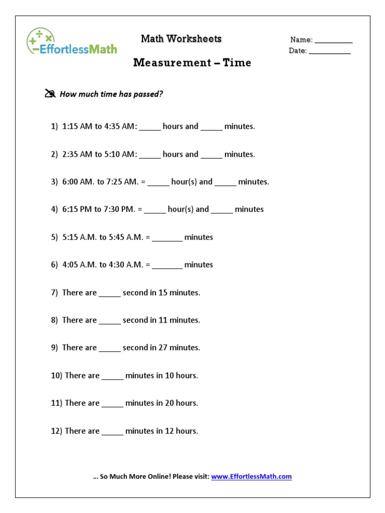British Columbia Aligned Time and Measurement Math Worksheets