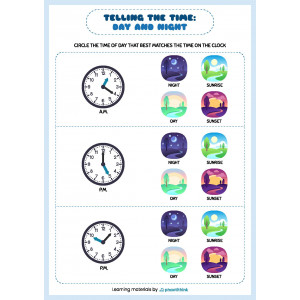 Worksheet Telling the time day and night