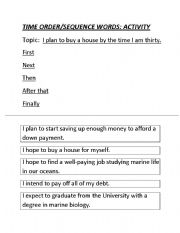 English worksheets: Time Order Sequence Words Activity