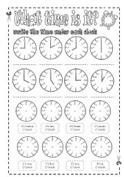 Time-telling practice sheets - ESL worksheet by lolelozano
