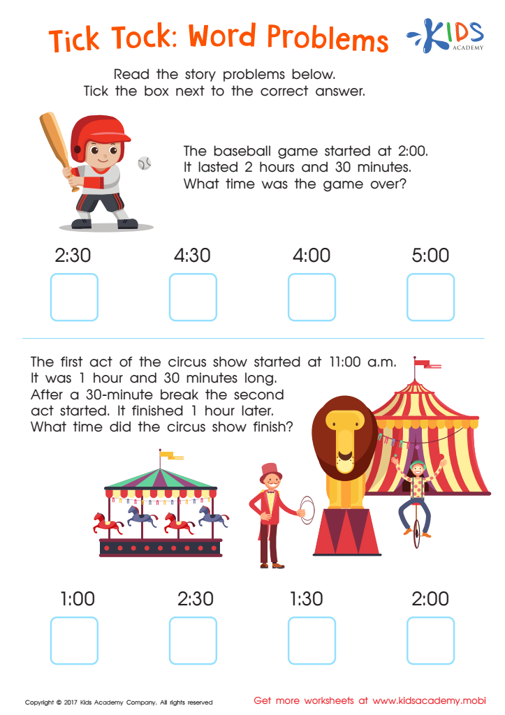 time problem worksheet