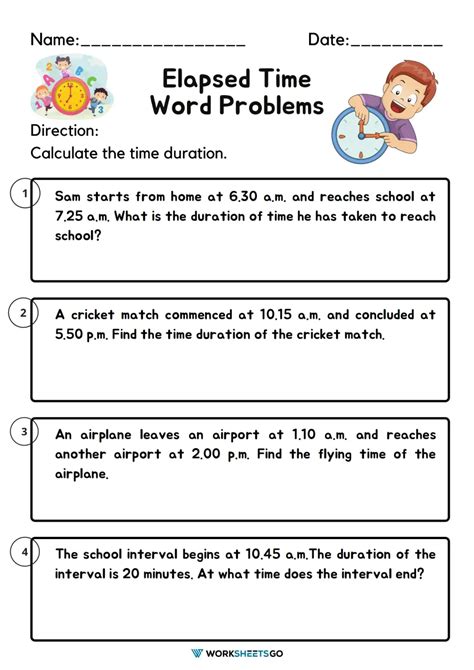 Time Elapsed Word Problems