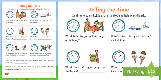 time reading worksheet