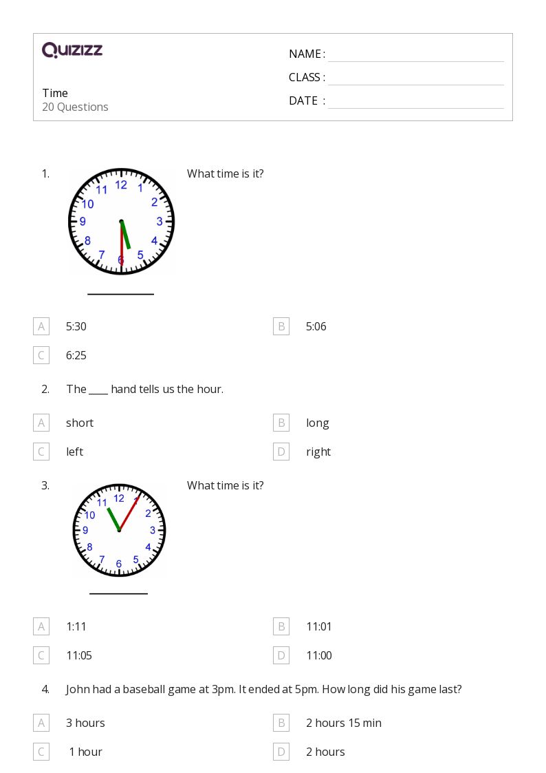 50+ Time worksheets for 3rd Grade on Quizizz | Free &  Printable