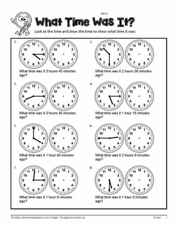 Past Time Quarter Hour Worksheets