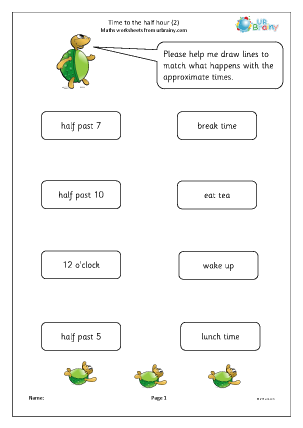 Time Worksheets for Year 2 (age 6-7) - URBrainy.com