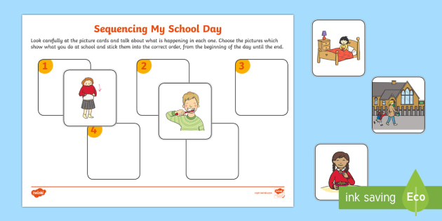 Sequencing My School Day Resource Pack (teacher made)