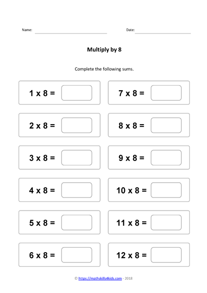 Times Tables Worksheets PDF | Multiplication table 1-10 worksheet