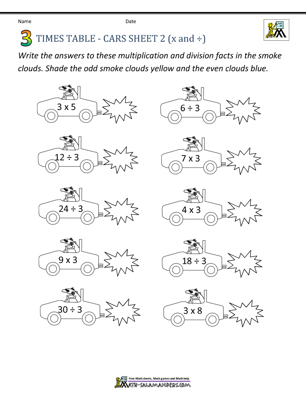 Printable Times Table - 3 Times Table Sheets