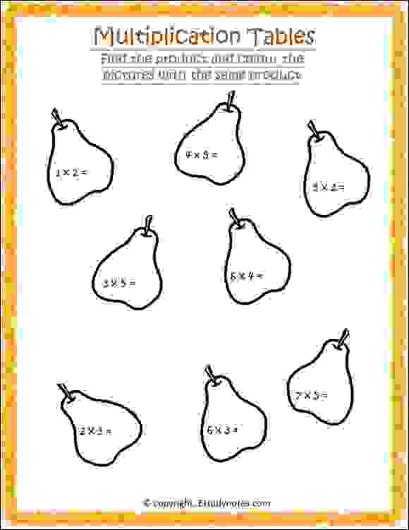 Grade2 maths worksheets for times table - EStudyNotes