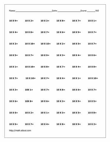 Free Times Tables Worksheets