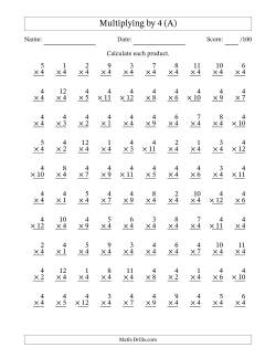 Multiplication Facts Worksheets
